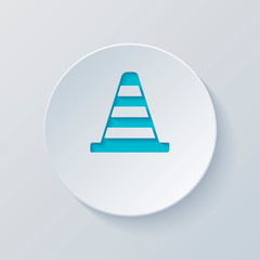 Cone Icon. Cut circle with gray and blue layers. Paper style