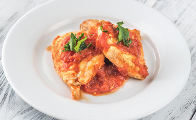 Chicken in tomato garlic sauce