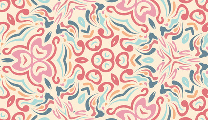Fototapeta na wymiar Abstract ethnic pattern in pastel shades. Detail for design card, invitation, cover, wallpaper, tile, packaging, background. line style background. Tribal ethnic ornament arabic style.