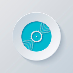 vinyl icon. Cut circle with gray and blue layers. Paper style