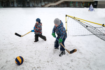 Children play bandy
