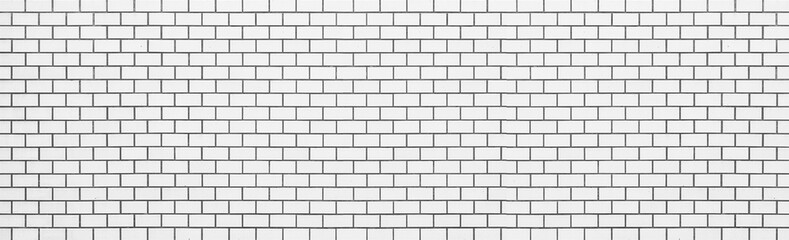 Panorama of white brick wall pattern and background