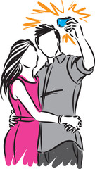 couple man and woman 1 taking a picture vector illustration