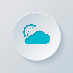 moon and cloud. simple silhouette. Cut circle with gray and blue