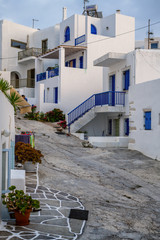 Traditional cyclades architecture on Island of Paros, Naoussa village. Greece.