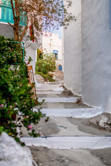 Traditional cyclades architecture on Island of Paros, Naoussa village. Greece.