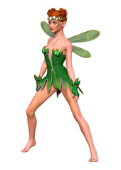 3D Rendering Spring Fairy on White