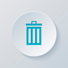 trash bin. simple icon. Cut circle with gray and blue layers. Pa