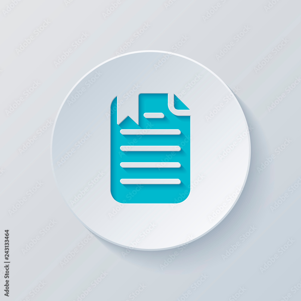 Poster document with text and bookmark. cut circle with gray and blue l