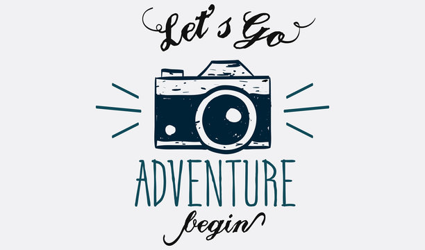 Lets Go Adventure Begin Lettering Logo Sign