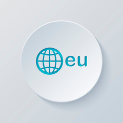 domain, European identity, globe and eu. Cut circle with gray an