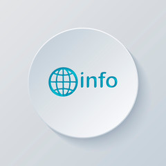 domain for information resources, globe and info. Cut circle wit