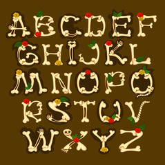 Set of english alphabet decorated with flowers