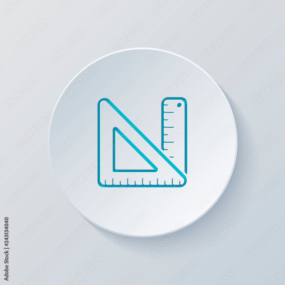 Poster simple ruler and triangle. cut circle with gray and blue layers.
