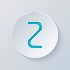 Number two, numeral, simple letter. Cut circle with gray and blu
