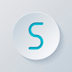 Number five, numeral, simple letter. Cut circle with gray and bl