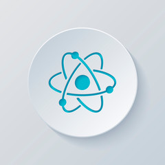 scientific atom symbol, simple icon. Cut circle with gray and bl