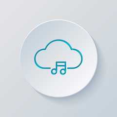 Cloud music library, striming. Simple linear icon with thin outl