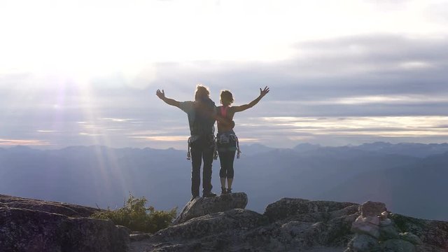 Aerial Team Of Climbers Celebrating Expedition Success Canada