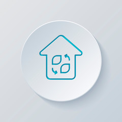 Eco house. Concept logo. Simple linear icon with thin outline. C