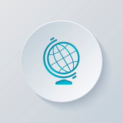 Simple globe symbol. Linear icon. Cut circle with gray and blue