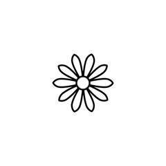 Fototapeta premium Outline flat icon of daisy flower. Line sign isolated on white. Vector
