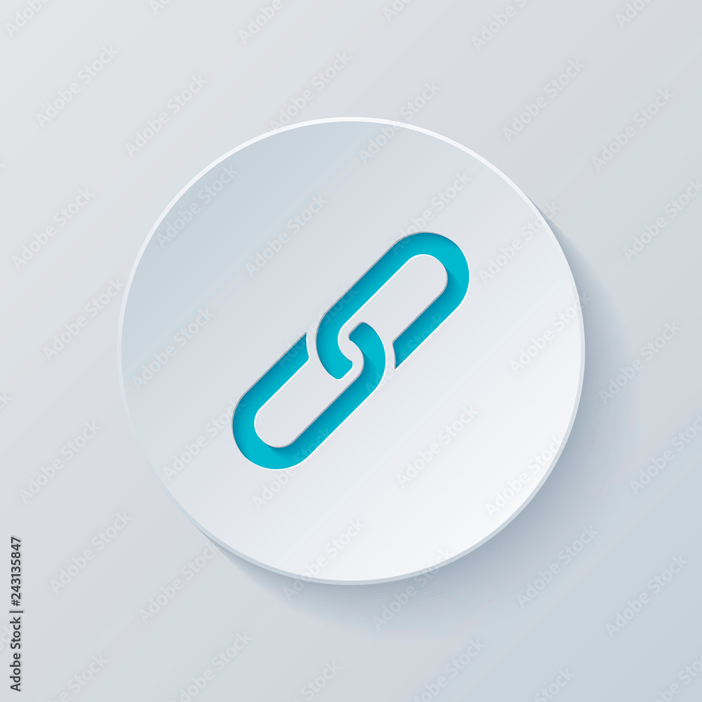 Poster link icon. hyperlink chain symbol. simple icon. cut circle with