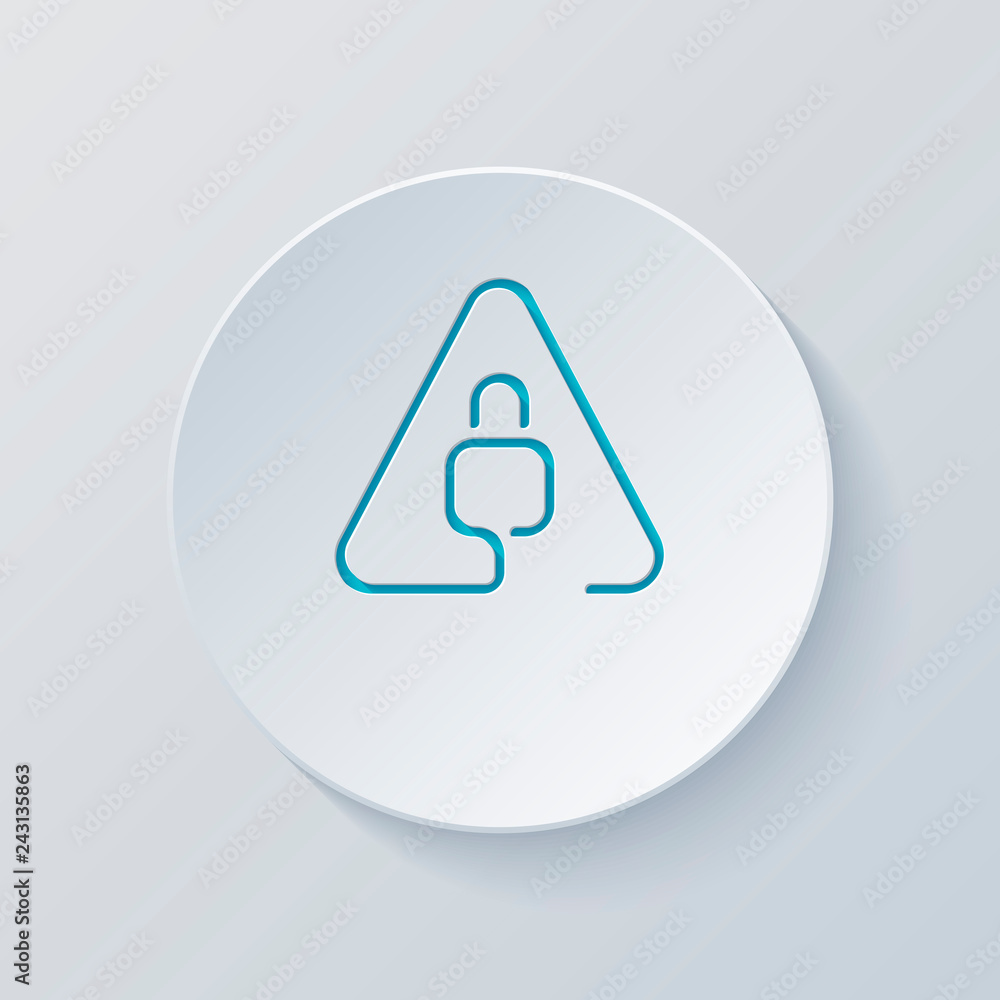 Poster lock in warning triangle. linear icon with thin outline. one lin