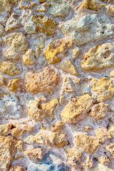 Texture Background of Stony Wall on Old Venetian Port in Crete in Greece.