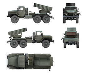 3d-renders of Soviet military vehicle BM-21 Grad
