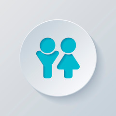 Set of male and female symbols. Simple icon. Cut circle with gra