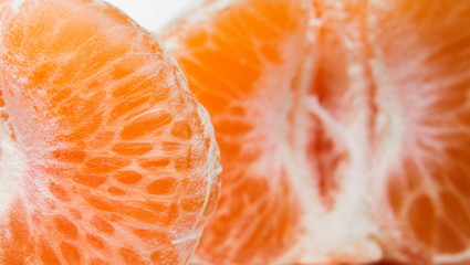 Slices of a ripe tangerine