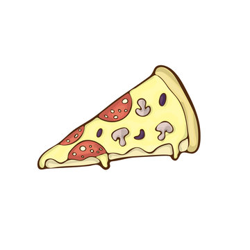 Fast food pizza icon vector cartoon handdrawn