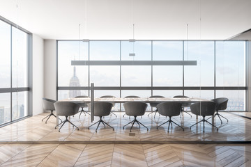 Contemporary meeting room with NY view