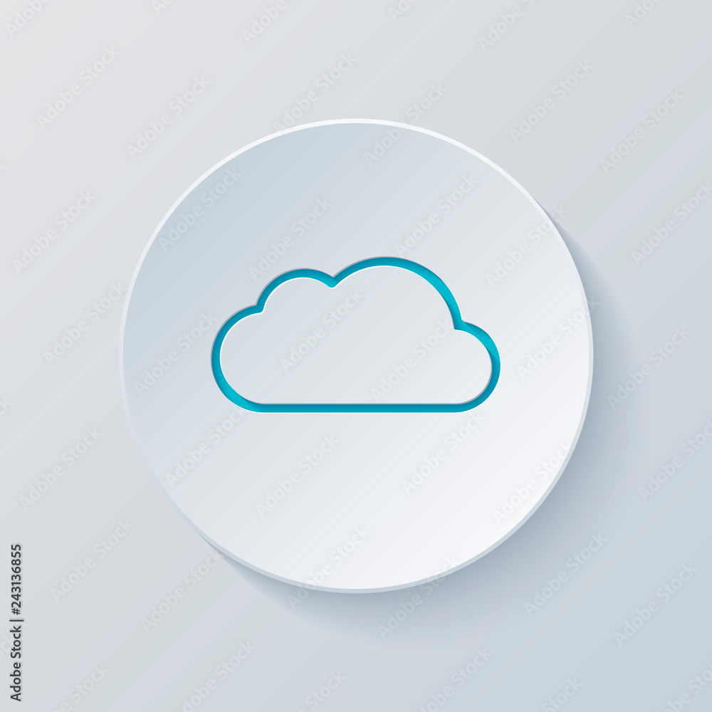 Aufkleber simple cloud. linear symbol with thin outline. cut circle with g