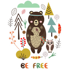 bear in Scandinavian style- vector illustration, eps