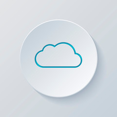 Simple cloud. Linear symbol with thin outline. Cut circle with g