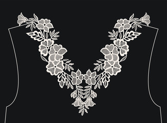 Neck embroidery, lace print in vector. - 243137018