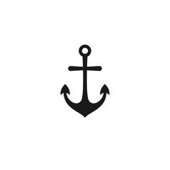 Black anchor vector simple icon. Nautical maritime illustration. sea