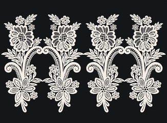 Neck embroidery, lace print in vector.