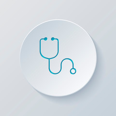 Simple stethoscope icon. Linear, thin outline. Cut circle with g