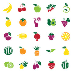 Frui color icons set on white background for graphic and web design, Modern simple vector sign. Internet concept. Trendy symbol for website design web button or mobile app