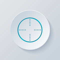 Simple target icon. Cut circle with gray and blue layers. Paper