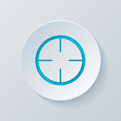 Simple target icon. Cut circle with gray and blue layers. Paper