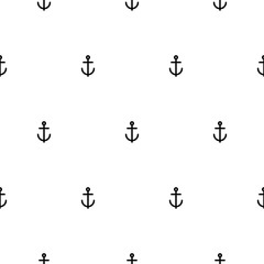 Naklejka premium Nautical seamless pattern with black anchors on white. Ship and boat style ornament.