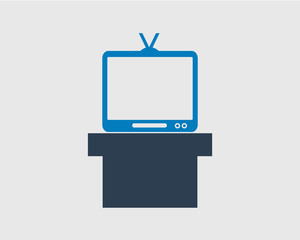 Television Icon on gray Background.