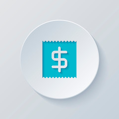 Obraz premium Receipt with dollar symbol. Cut circle with gray and blue layers