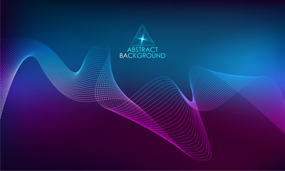 Amplitude Abstract Background with a colored dynamic waves. Abstract soundtrack wave energy background or digital music beat tracking technology color visualization vector illustration 