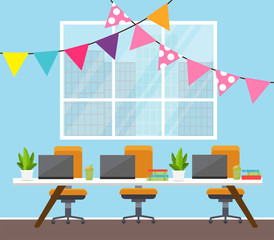 Party Office interiors vector illustration 
