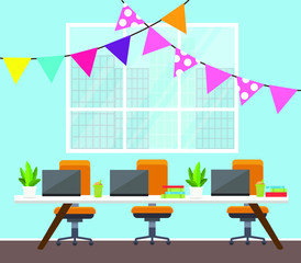 Fototapeta premium Party Office interiors vector illustration 